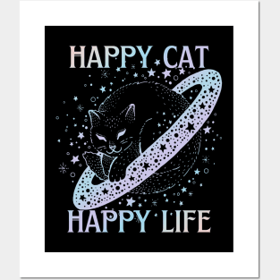 Happy cat happy life Posters and Art